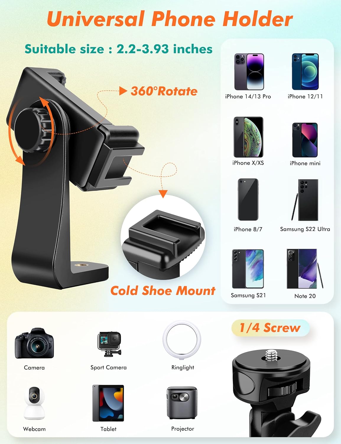 71" Tripod for iPhone, Phone Tripod Selfie Stick with Remote, Cell Phone Tripods & Tall Travel Tripods for Recording Video Selfies Photo, Compatible with iPhone 16 15 14 Pro Max 13 Android - Image 6