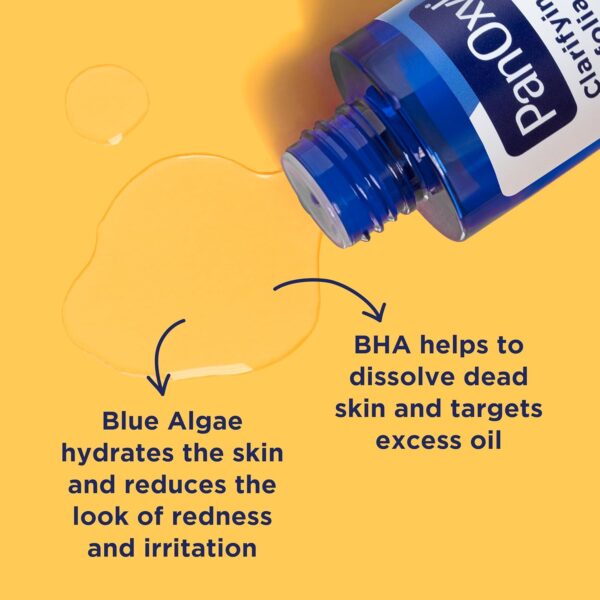 PanOxyl Clarifying Exfoliant with 2% Salicylic Acid, BHA Liquid Exfoliant for Face, Unclogs, Minimizes Appearance of Pores, Blue Algae and Antioxidants Help Calm Redness, For Acne Prone Skin, 4 fl oz - Image 4