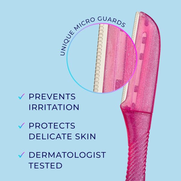 Schick Hydro Silk Touch-Up Dermaplaning Tool with Precision Cover, 3ct | Dermaplane Razor, Face Razors for Women, Eyebrow Razor, Facial Razor, Dermaplaning Razor, Womens Face Razor Peach Fuzz Remover - Image 6