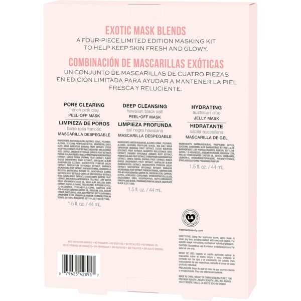 Freeman Exotic Blends Facial Mask 4 Piece Set, Peel-Off & Jelly Masks, Cleansing, Pore-Clearing & Hydrating Facial Masks, For All Skin Types, Includes Silicone Mask Brush, Vegan & Cruelty-Free - Image 22