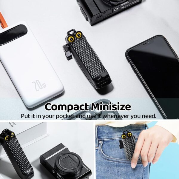 Phone Tripod Mini Tripod Tabletop Small Tripod Desktop Stand Compact Vlog Travel Selfie Stick Handle Grip for iPhone 13, Samsung Smartphone - Image 4