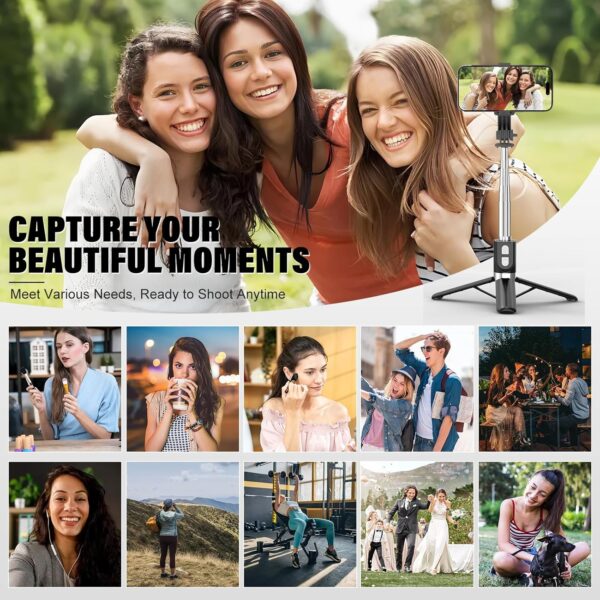 Portable Selfie Stick with Remote, Extendable Cell Phone Tripod for iPhone 15/14/13/12/11/X/8/7, Galaxy S23/S22/S21/S20/Note/Z Flip, Pixel, OnePlus, Travel Phone Mount Holder Filming Video Recording - Image 7