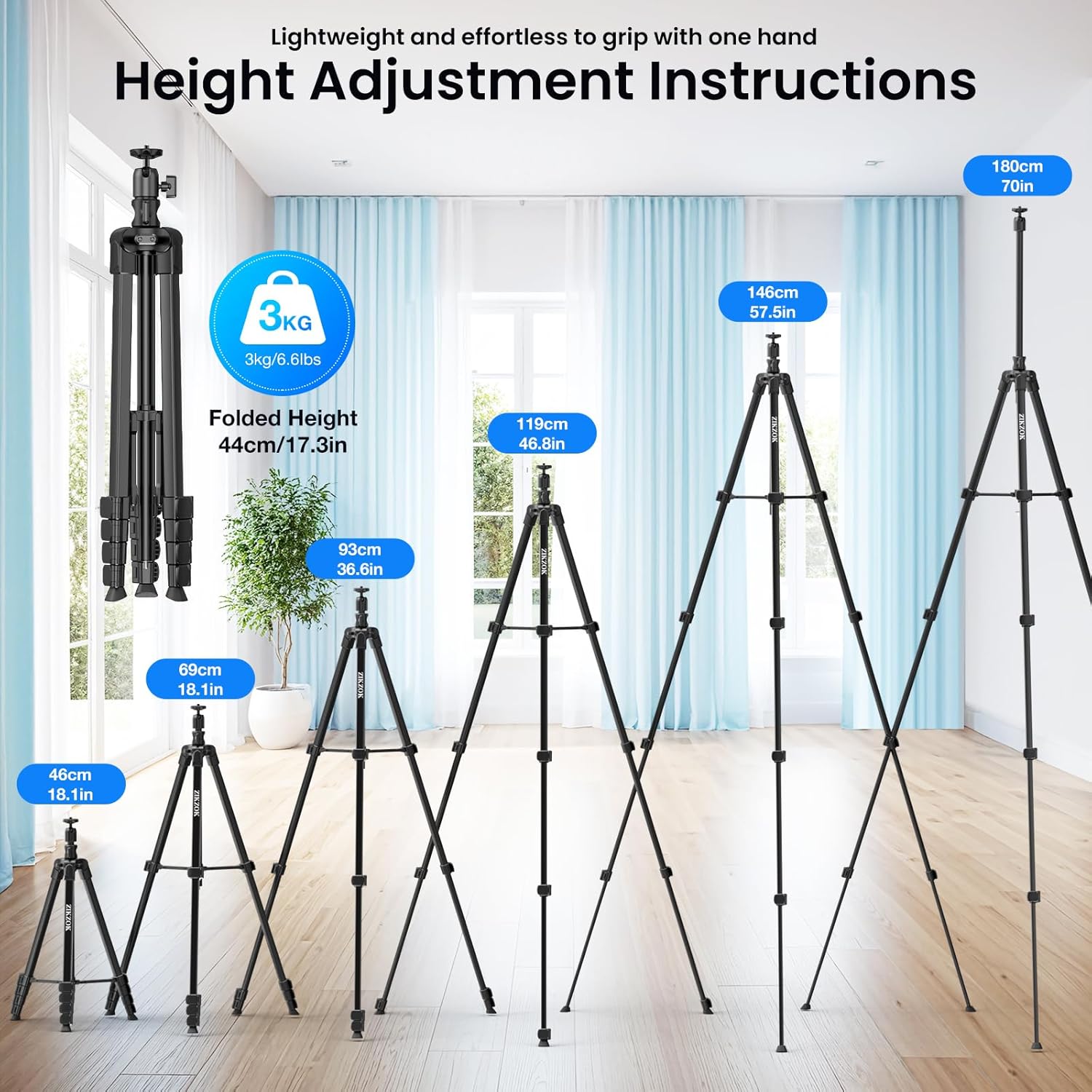 70" Phone Tripod & Selfie Stick, Horizontal Overhead Tripod, Extendable Camera Cell Phone Tripod Stand with Wireless Remote for iPhone ipad, Filming Video Recording Live Stream - Image 6