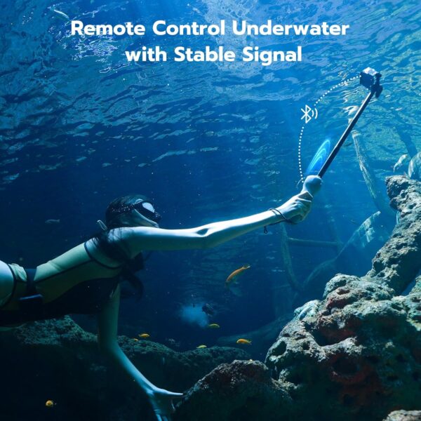 Underwater Bluetooth Selfie Stick for GoPro Hero 13 12 11 10 9 8, 33inch Waterproof Extendable Pole with Remote, 21 Hours Shooting for Diving Surfing Snorkeling, Perfect for Stunning Underwater Shots - Image 2