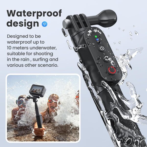 Remote Control Selfie Stick Rechargeable Waterproof 100CM Stretchable Compatible with Insta360/Gopro Action Camera and iOS Android Smartphone (Ball Head Three-Prong) - Image 2