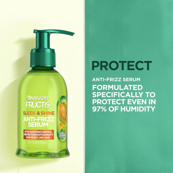 Garnier Fructis Sleek & Shine Anti-Frizz Serum for Frizzy, Dry Hair, Argan Oil, 5.1 Fl Oz, 1 Count (Packaging May Vary) - Image 4