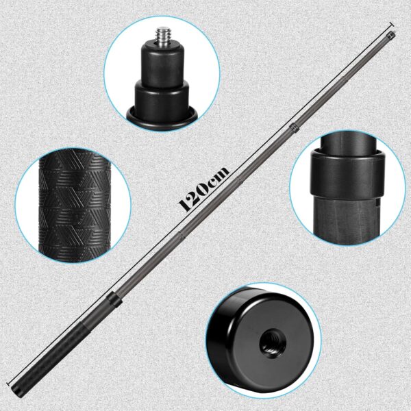 1.2m/3.9ft Carbon Fiber Extended Invisible Selfie Stick for Insta360 X4 Insta 360 ONE X3 ONE X2,ONE R,ONE RS, ONE X, ONE, GO 2, Gopro Max of Action Camera - Image 6
