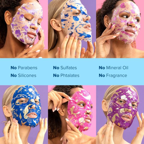 MAREE Collagen Facial Mask with Hyaluronic Acid - Sheet Face Masks Skincare with Green & Red Algae Extract - Hydrating Mascarillas Faciales For Women Skin Care - 6 Pack - Image 6