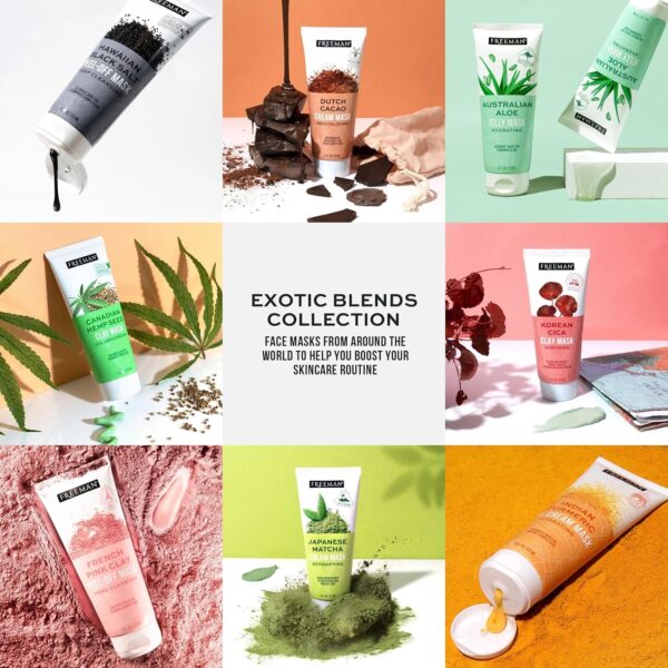 Freeman Exotic Blends Facial Mask 4 Piece Set, Peel-Off & Jelly Masks, Cleansing, Pore-Clearing & Hydrating Facial Masks, For All Skin Types, Includes Silicone Mask Brush, Vegan & Cruelty-Free - Image 19