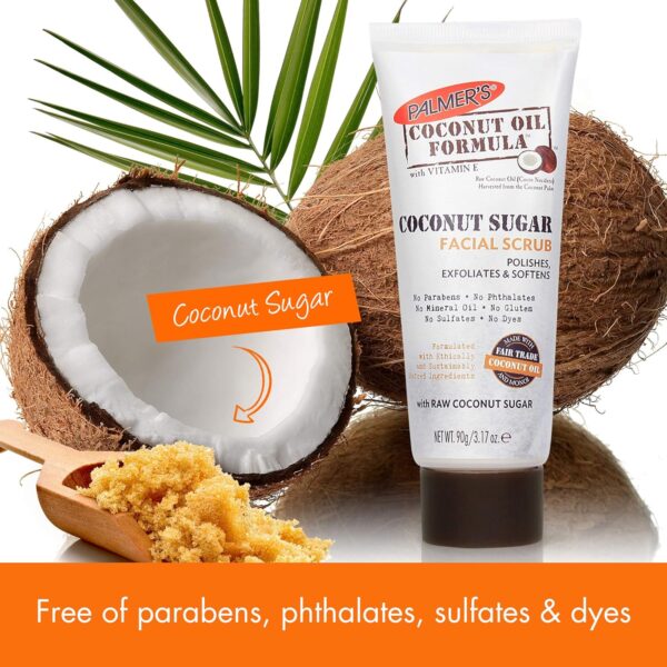 Palmer's Coconut Oil Formula Coconut Sugar Facial Scrub Exfoliator, Face Scrub to Gently Exfoliate Away Dirt and Dead Skin Cells with Chamomile to Soften & Calm, 3.17 Ounces (Pack of 1) - Image 5